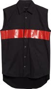 JKEEFER Stabb Taped Cutoff Sleeve Button-Up Shirt