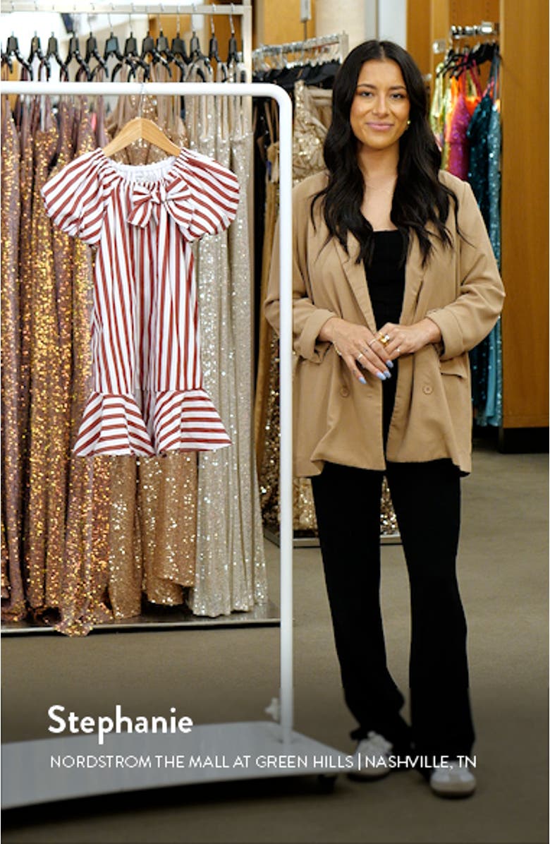 Kids' Stripe Puff Sleeve Shift Dress, sales video thumbnail