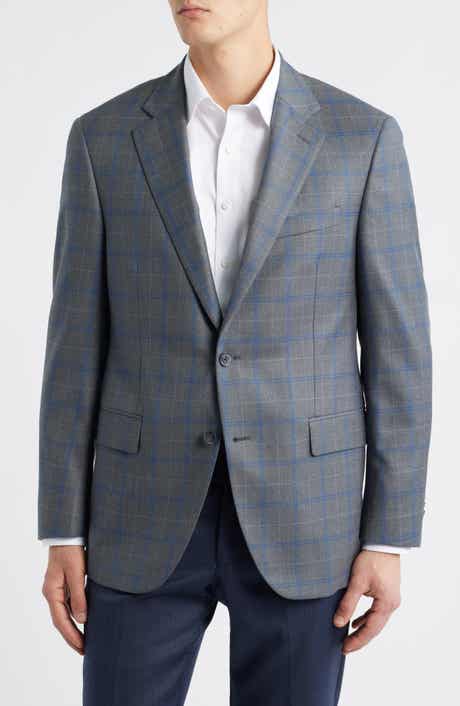 Flynn Classic Fit Grey Plaid Wool Sport Coat