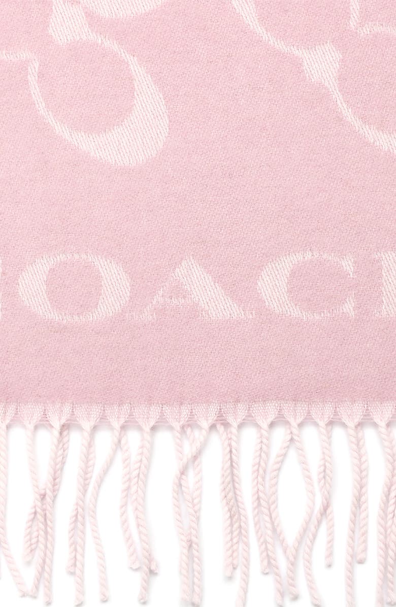 COACH Bias Signature C Wool & Cashmere Muffler Scarf, Alternate, color, Faded Pink