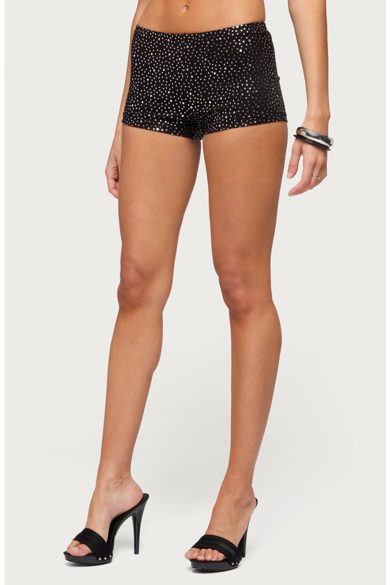 Reece Studded Micro Shorts, Alternate, color, BLACK