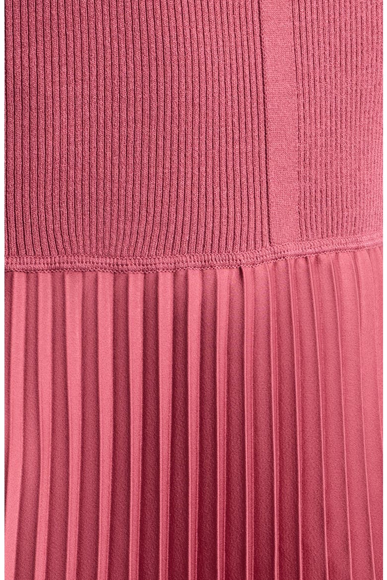 Fadridi Short Sleeve Pleated Midi Dress, Alternate, color, DRY ROSE