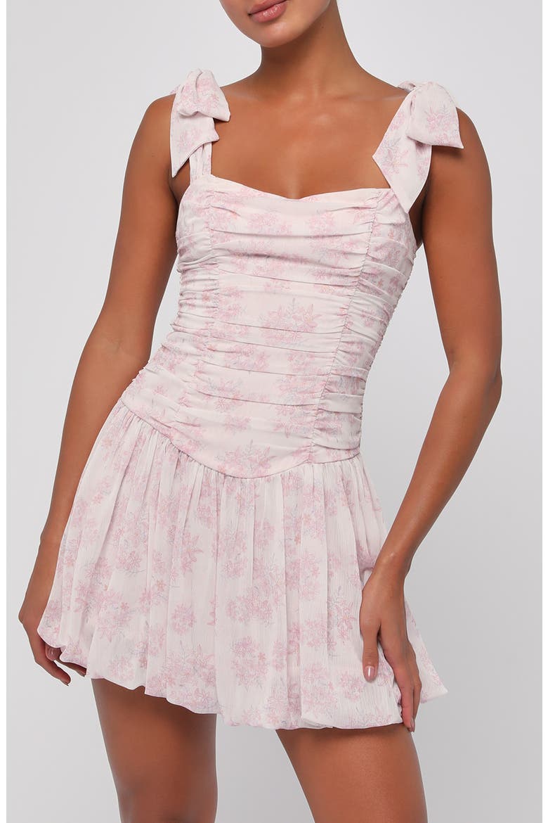 Skylar Tie Strap Fit & Flare Minidress, Alternate, color, PINK FLORAL