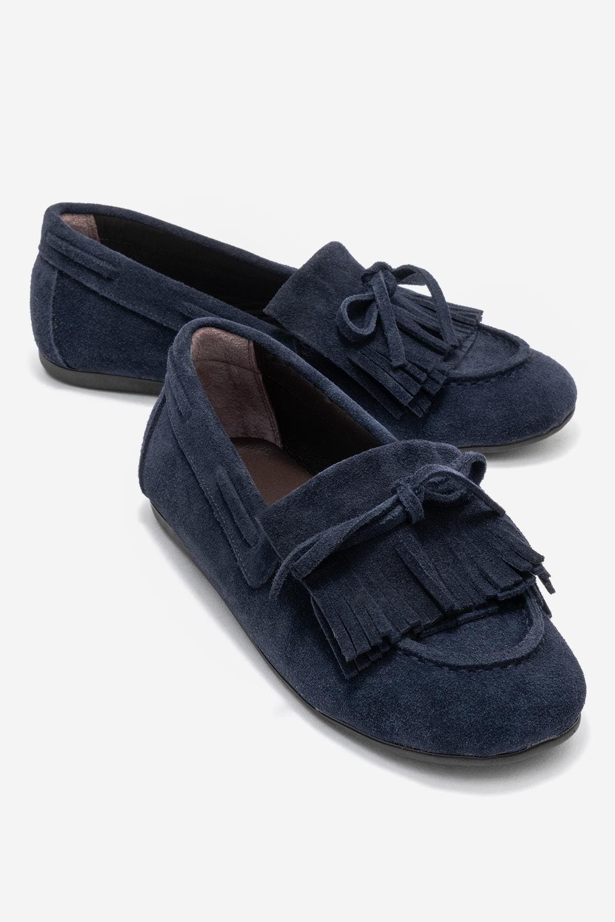 Axeli Leather Tassel Loafer, Alternate, color, Navy Suede Leather