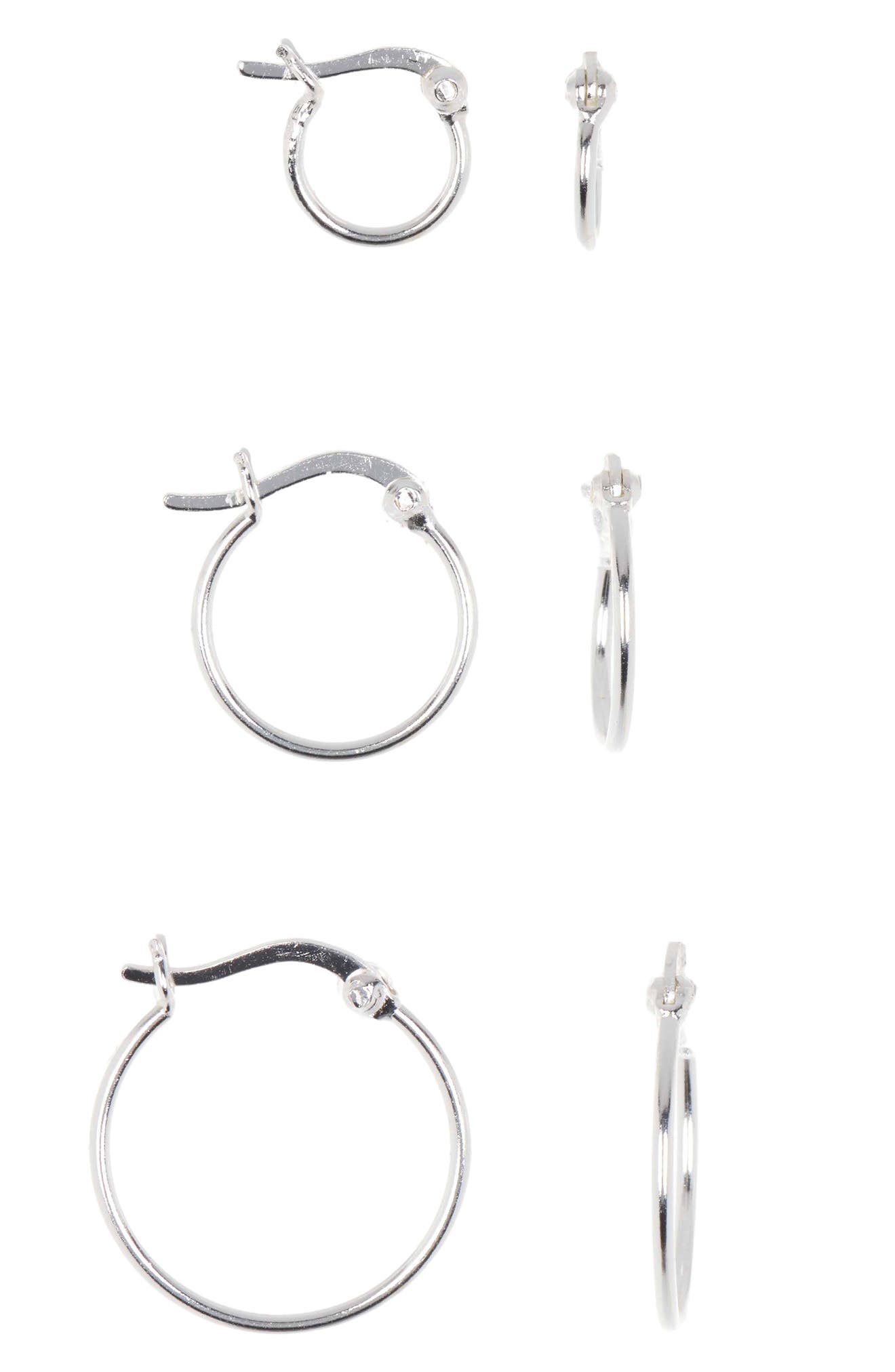 Argento Vivo Sterling Silver Trio Hoop Set