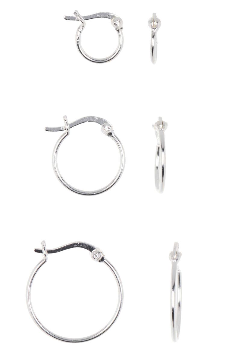 Trio Hoop Set, Main, color, SILVER