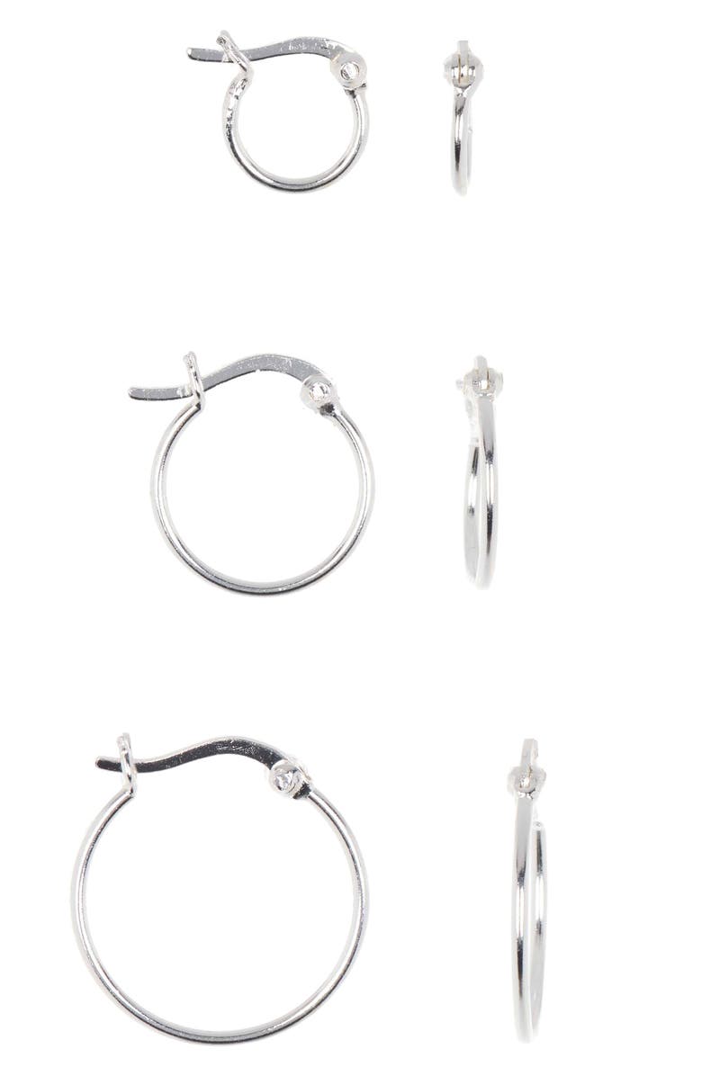 Argento Vivo Sterling Silver Trio Hoop Set, Main, color, Silver