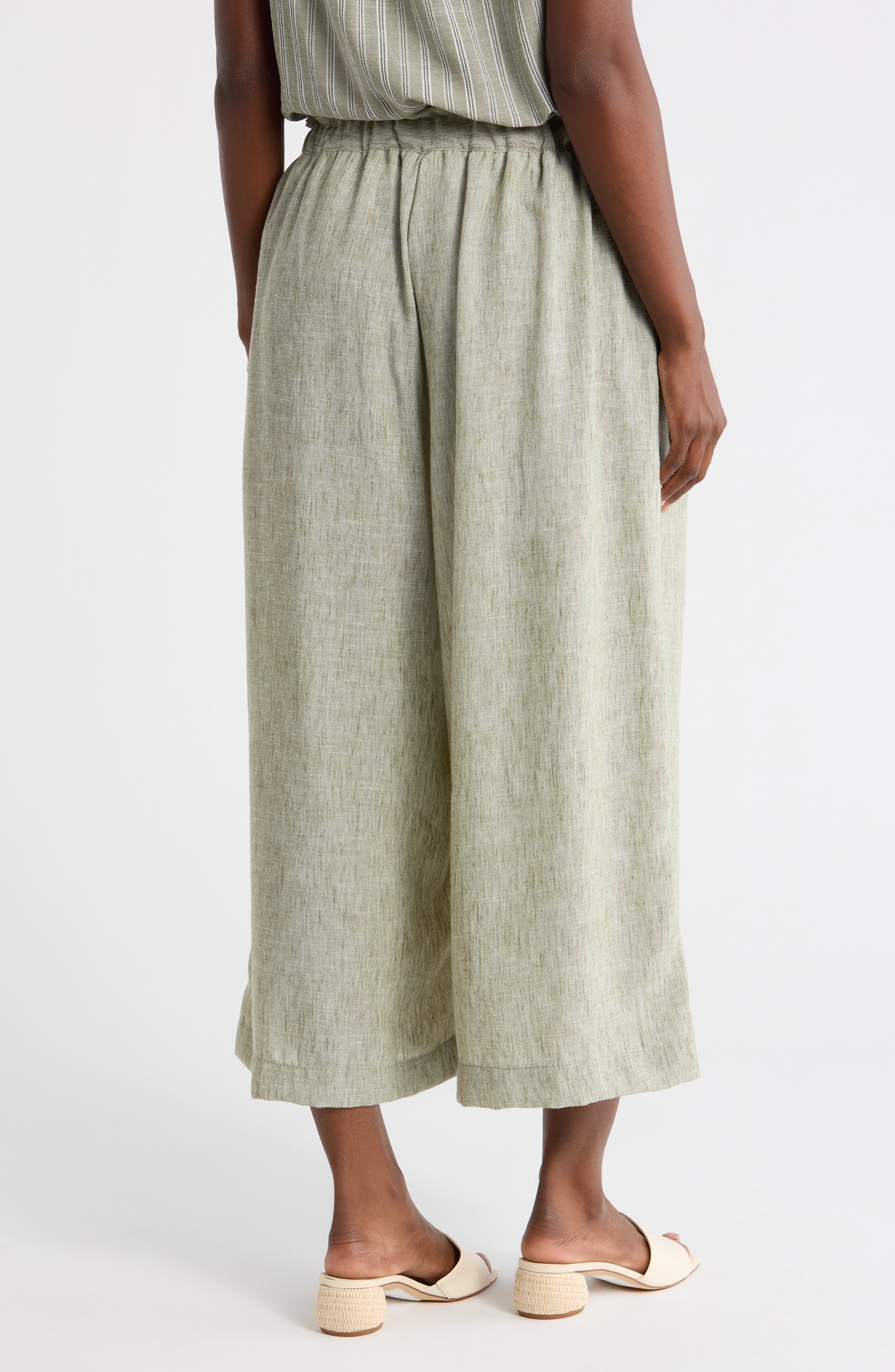 Drawstring Waist Crop Wide Leg Pants - image 4