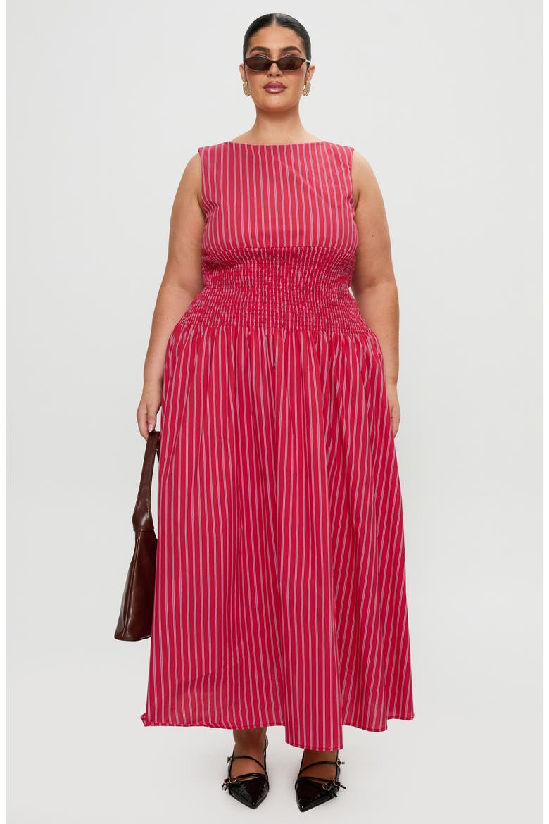 Lilienne Stripe Cotton Blend Poplin Maxi Dress, Alternate, color, RED STRIPE
