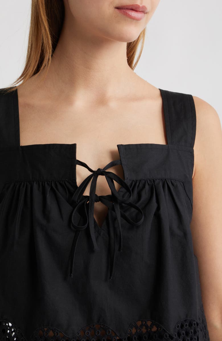 Rails Blythe Tie Front Cotton Crop Top, Alternate, color, Black