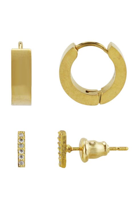 Cubic Zirconia Stud & Hoop Earrings Set