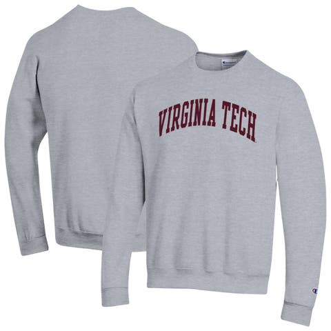 Men's Champion  Heather Gray Virginia Tech Hokies Basic Arch Fleece Pullover Sweatshirt