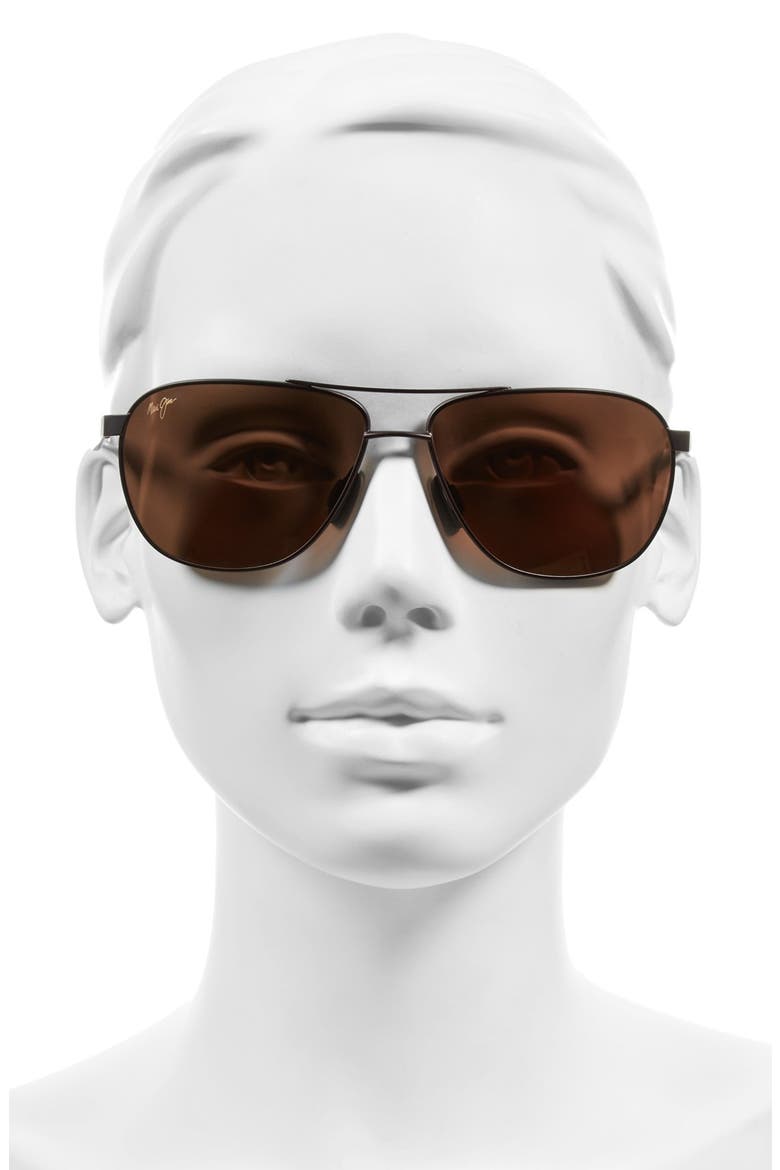 Castles PolarizedPlus®2 61mm Aviator Sunglasses, Alternate, color, MATTE CHOCOLATE