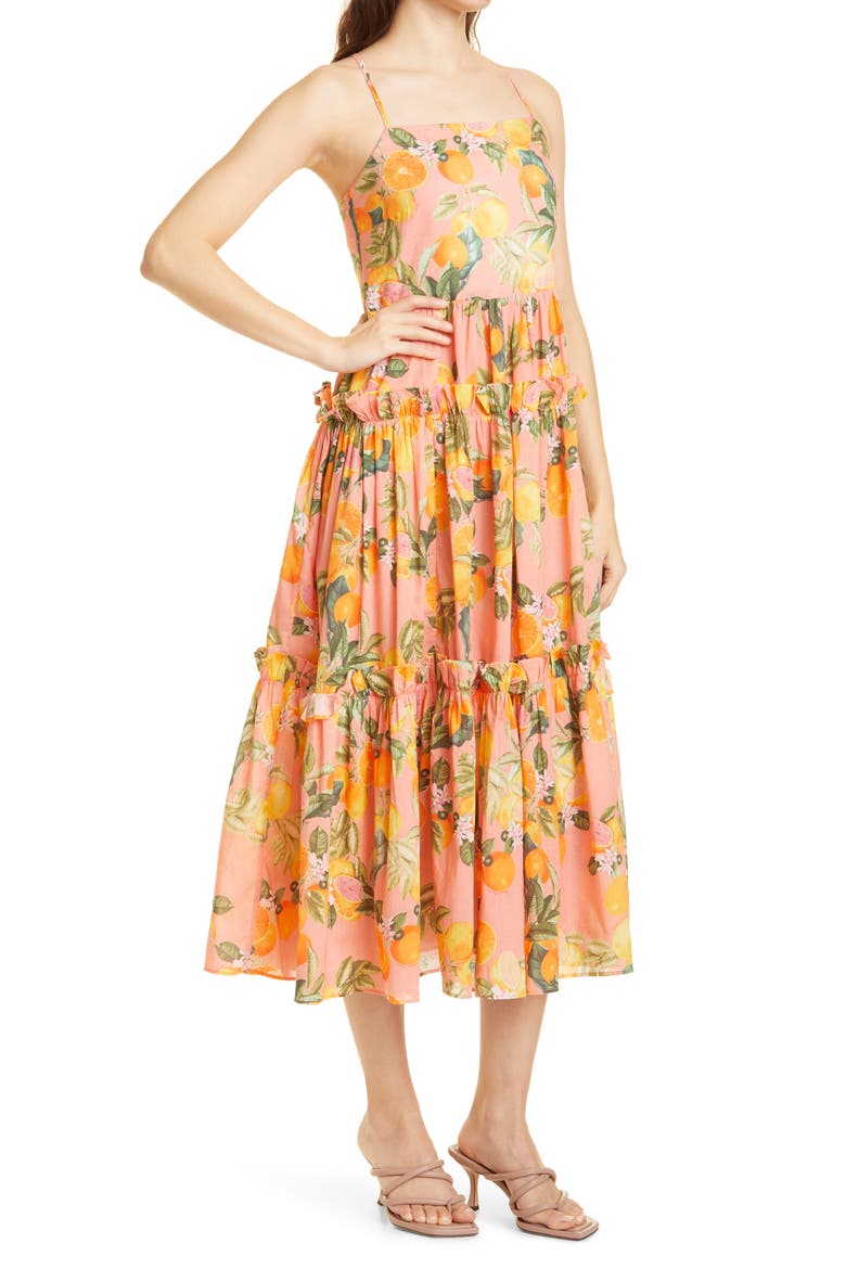 Harbour Island Floral Cotton Voile Sundress, Alternate, color, DAHLIA
