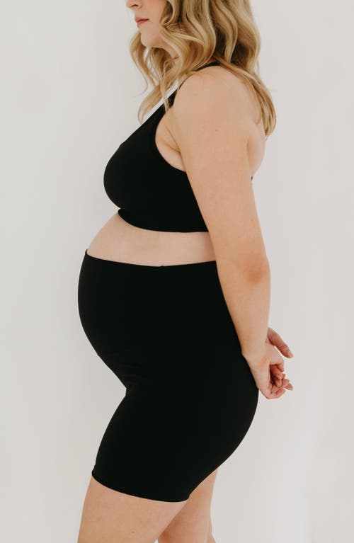 Axk Athletic Maternity Bike Shorts With Supportive Belly Band In Black