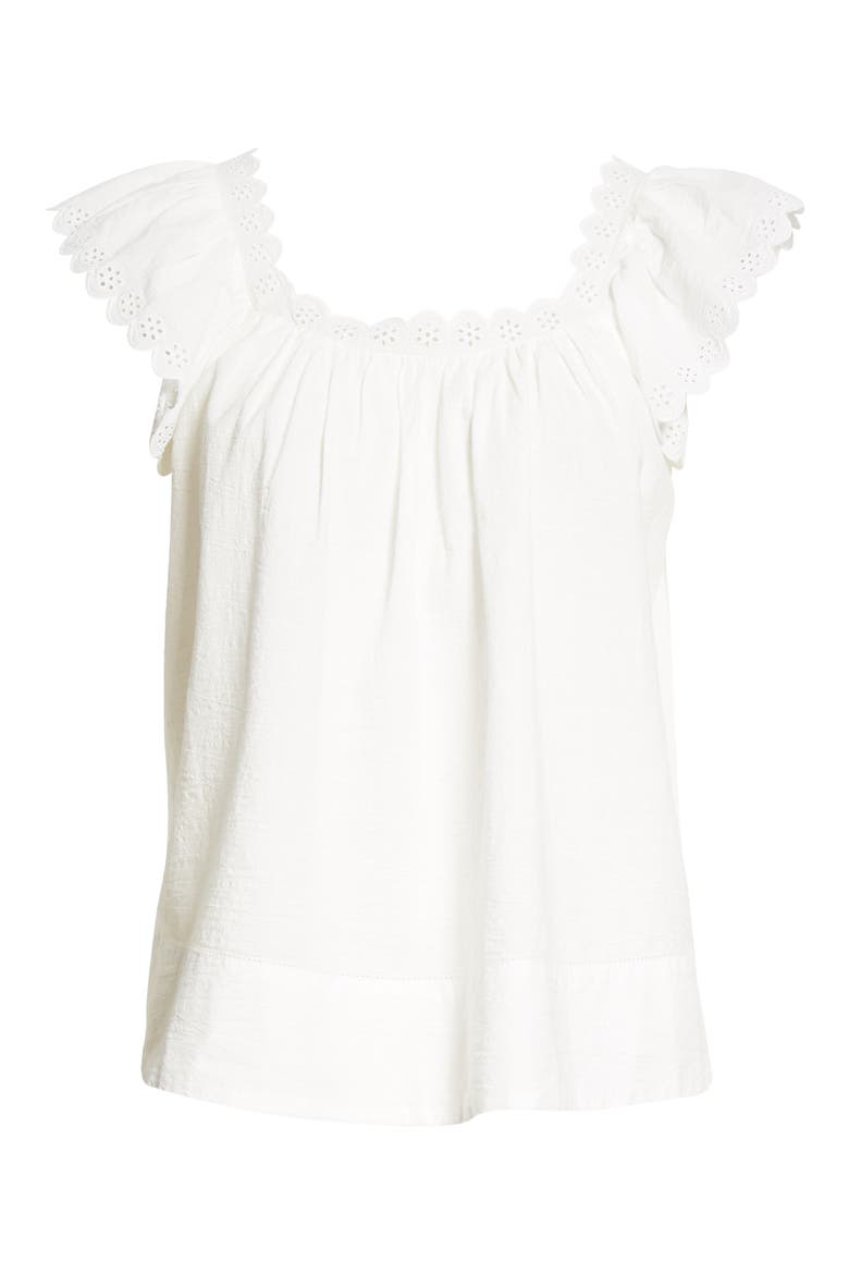 Keepsake Eyelet Trim Top, Alternate, color, WHITE