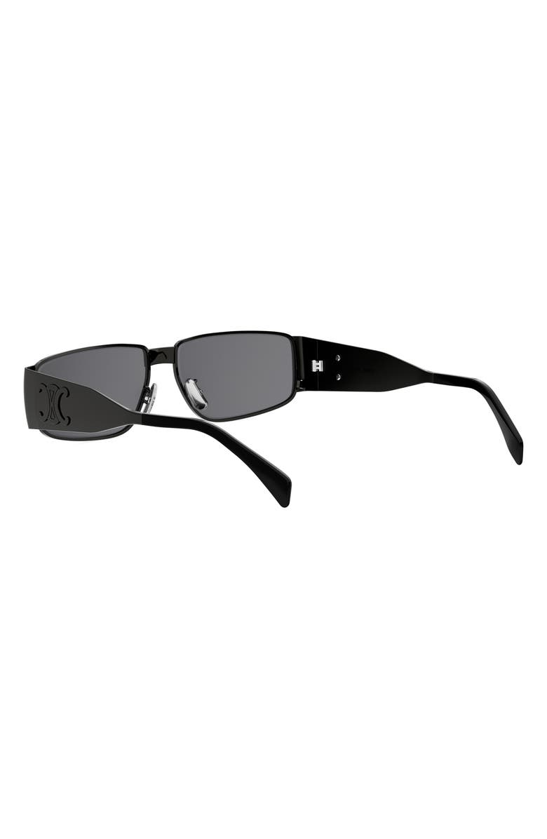 CELINE Triomphe 06 59mm Rectangular Sunglasses, Alternate, color, Shiny Light Ruthenium / Smoke