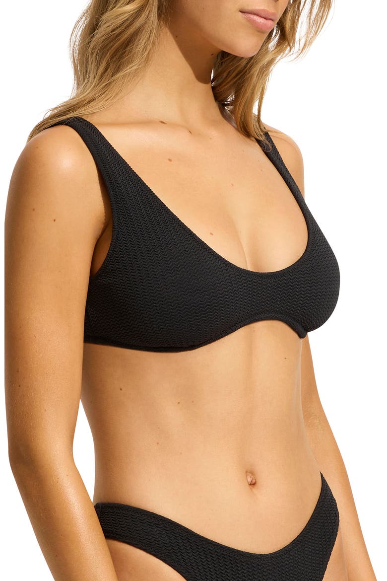 Sea Dive Multi Fit Longline Bikini Top, Alternate, color, BLACK