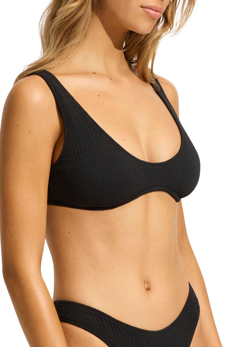Seafolly Sea Dive Bikini Top, Alternate, color, Black