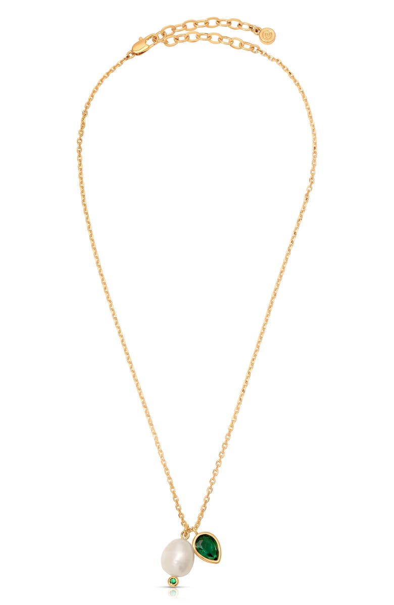 Ettika Radiant Freshwater Pearl Pendant Necklace, Alternate, color, Green