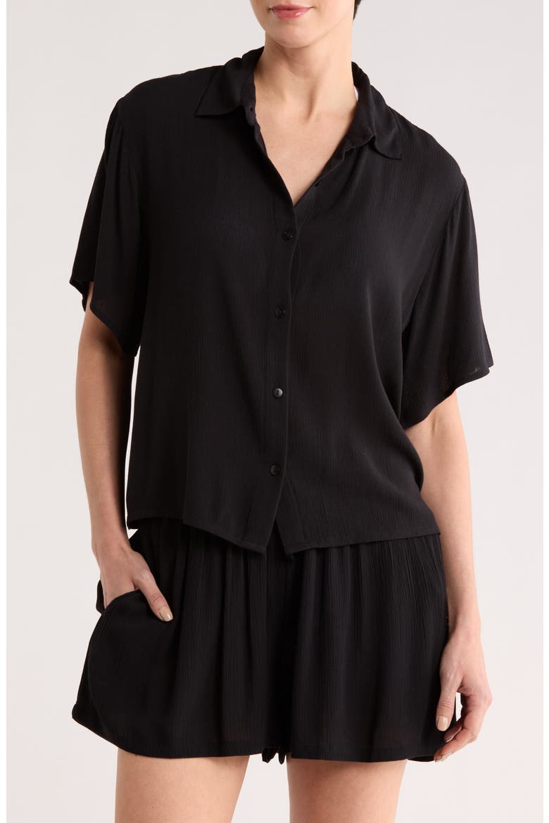 Easy Gauze Cover-Up Shirt, Main, color, BLACK