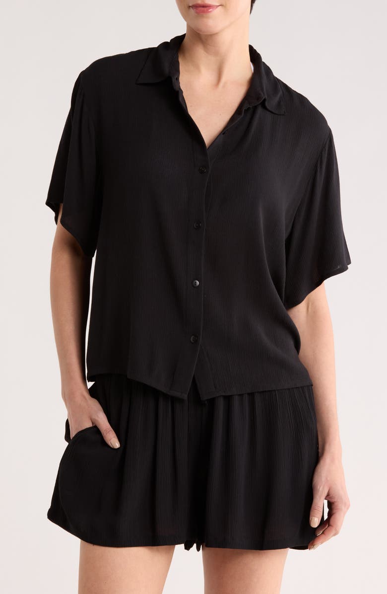 NORDSTROM RACK Easy Gauze Cover-Up Shirt, Main, color, Black