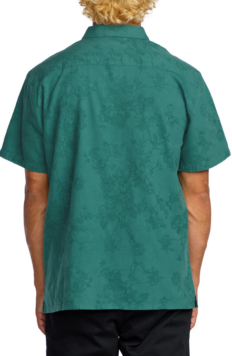 Billabong Sunshine Garage Stripe Short Sleeve Button-Up Shirt, Alternate, color, Teal