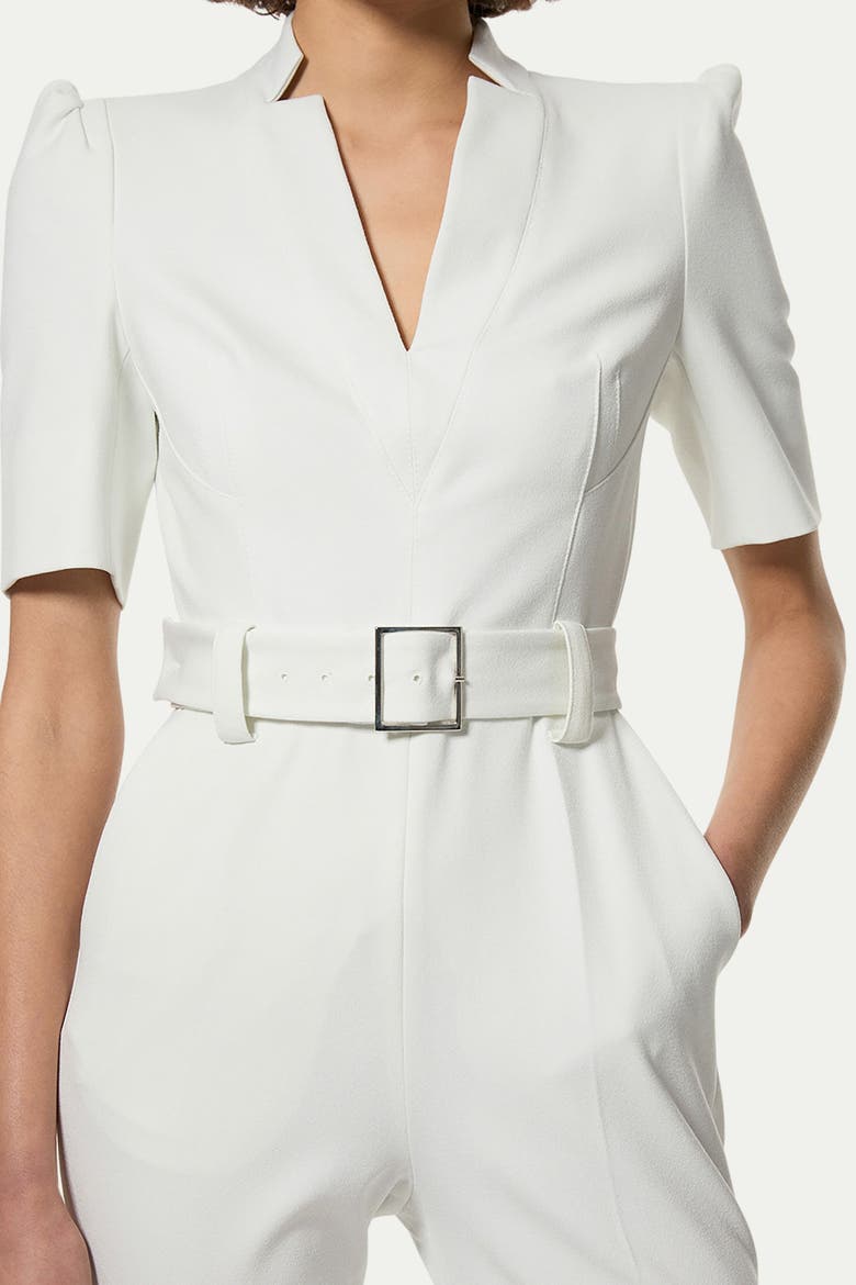 Structured Crepe Forever Belted Jumpsuit, Alternate, color, Ivory