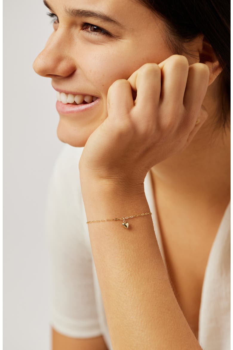 Gold Charm Bracelet - Gold Heart Bracelet, Alternate, color, Gold
