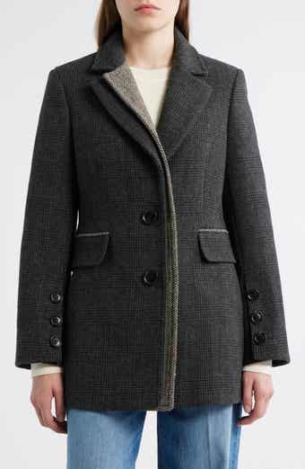Sam Edelman Houndstooth Layered Wool Blend Coat