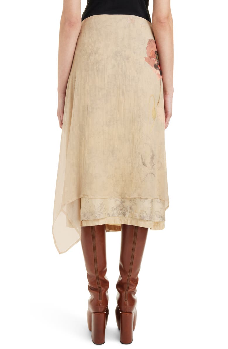 Dries Van Noten Sosta Floral Layered Mixed Media Silk Blend Skirt, Alternate, color,