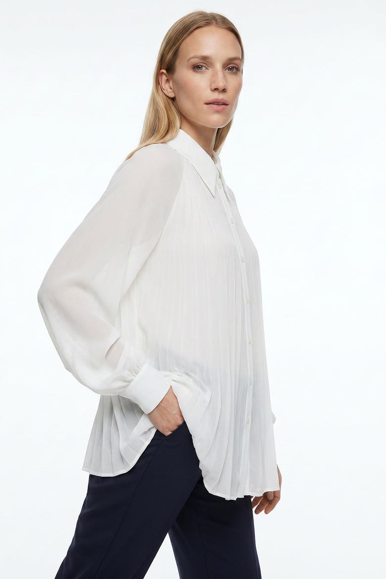 Keyla Long Sleeve Shirt With Buttoned Cuffs, Alternate, color, ECRU