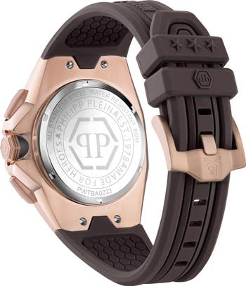 Octagon Chronograph Silicone Strap Watch, 44mm
