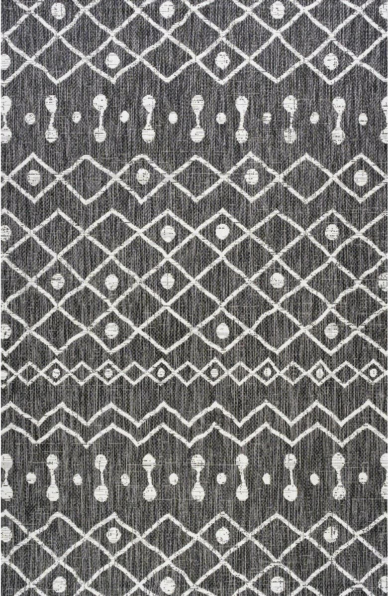 JONATHAN Y Nokat  Bohemian Indoor/Outdoor Area Rug, Main, color, Black/Ivory