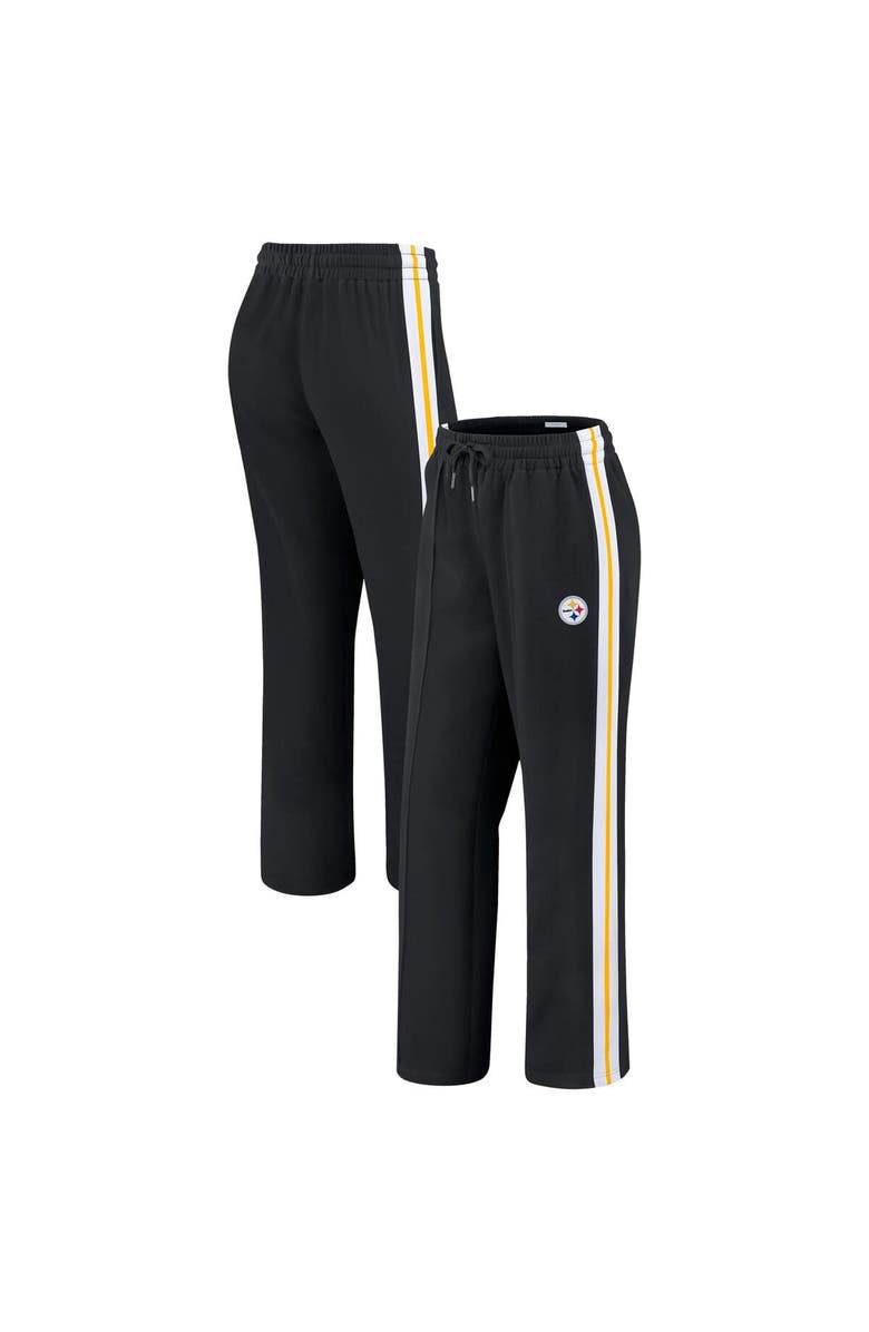 WEAR by Erin Andrews Women's WEAR by Erin Andrews Black Pittsburgh Steelers Color-Block Straight Leg Pants, Main, color, Black