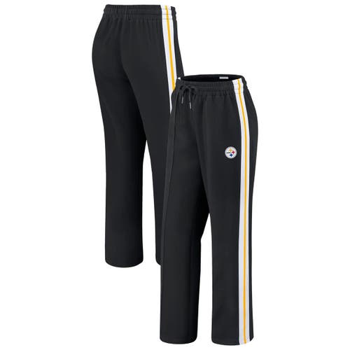 Wear By Erin Andrews Black Pittsburgh Steelers Color-block Straight Leg Pants In Black