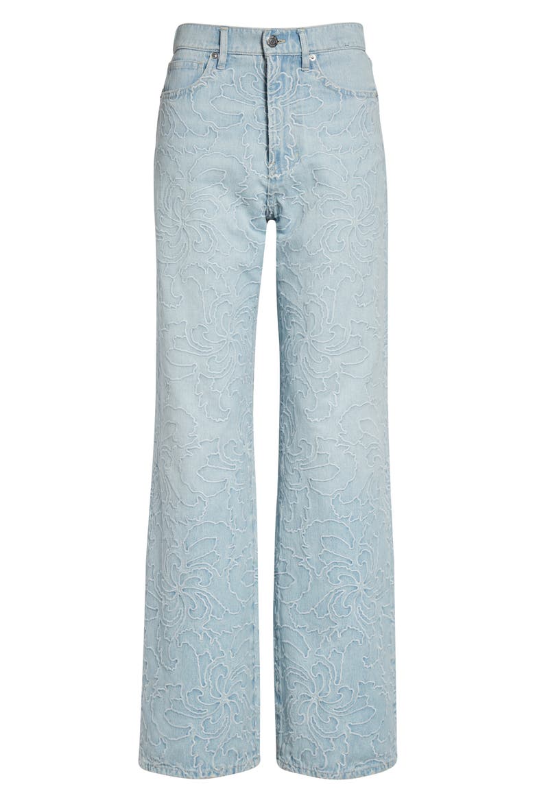 Taylor Embroidered High Waist Wide Leg Jeans, Alternate, color, SUN SPARK