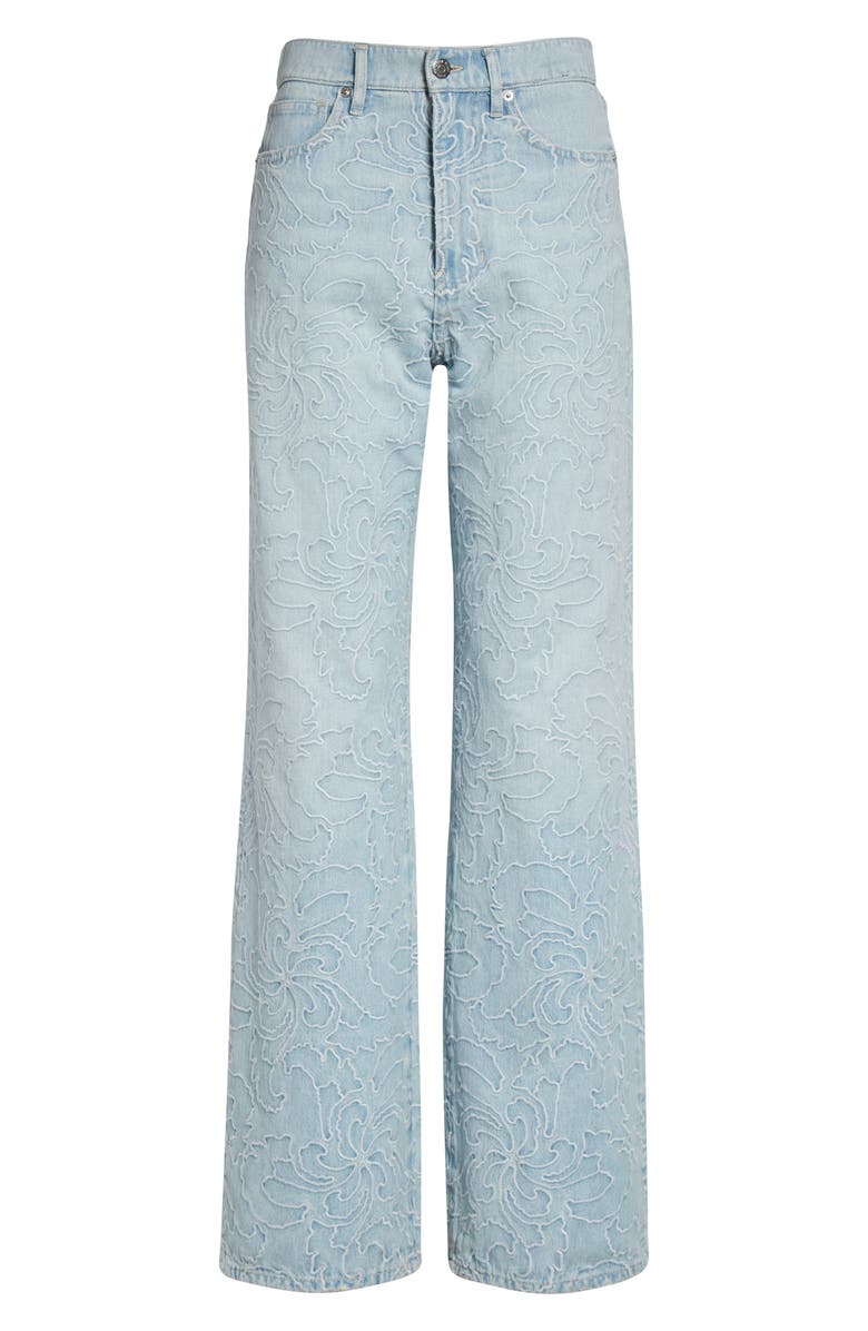 Veronica Beard Taylor Embroidered High Waist Wide Leg Jeans, Alternate, color, Sun Spark
