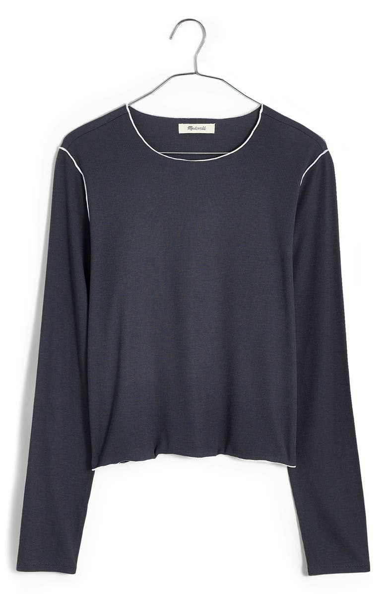 Madewell Contrast Stitch Crewneck Crop T-Shirt, Alternate, color,