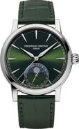 FREDERIQUE CONSTANT Classic Moonphase Date Leather Strap Watch, 40mm