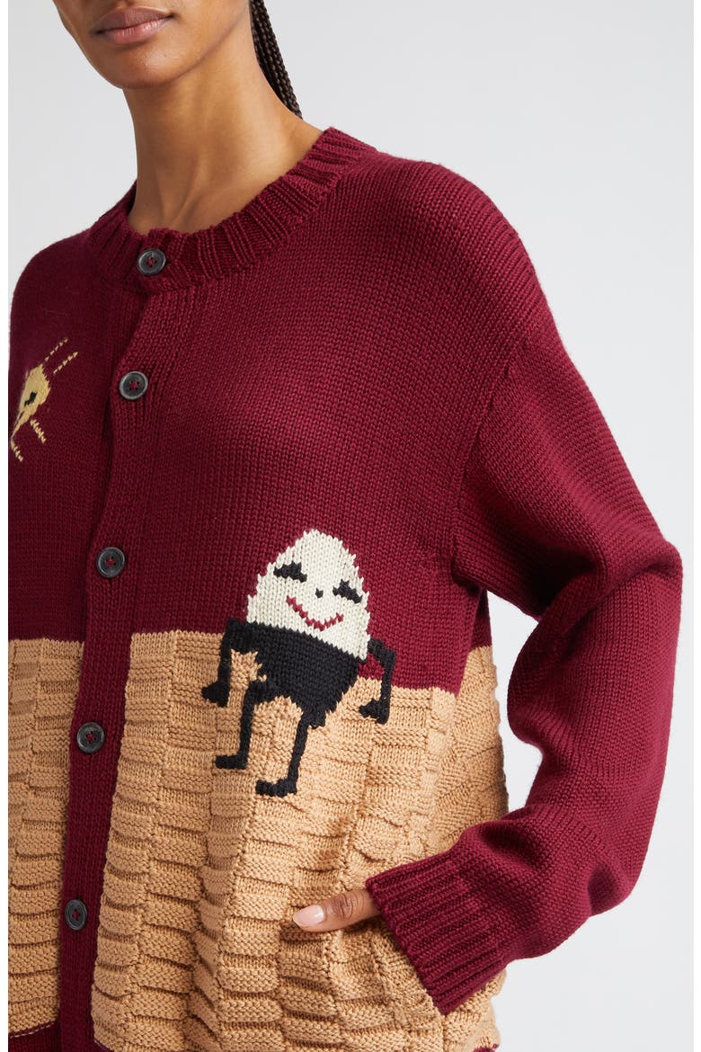 Nursery Rhyme Merino Wool Cardigan, Alternate, color, MAROON MULTI