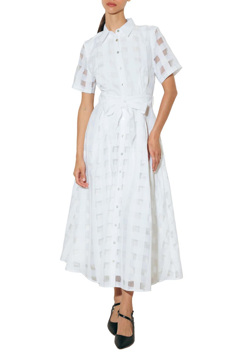 Basketweave Organza Maxi Shirtdress, Main, color, WHITE