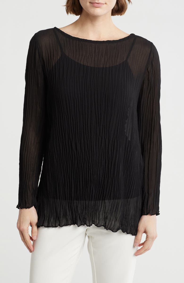 Eileen Fisher Bateau Neck Silk Tunic, Main, color,