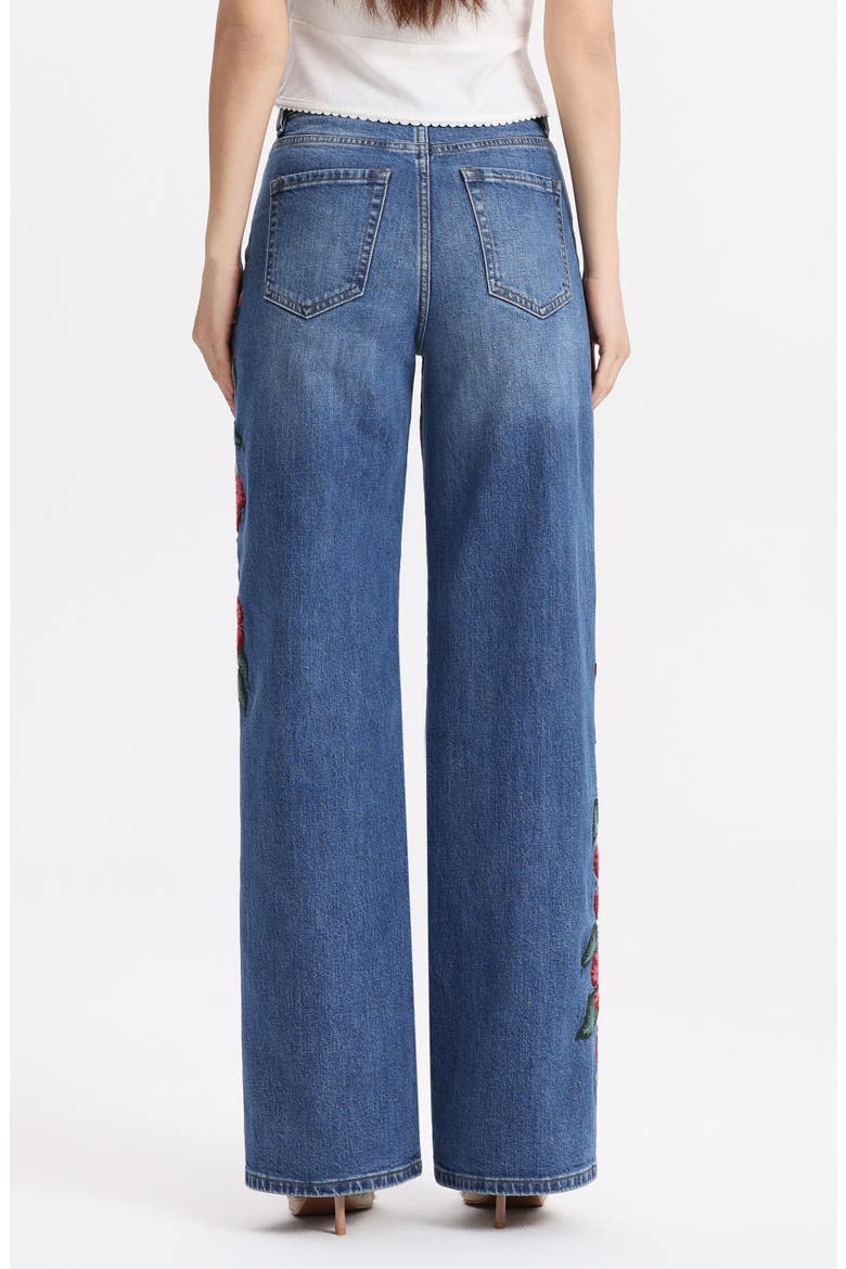Floral Embroidered High Waist Straight Leg Jeans, Alternate, color, OBLIQUE