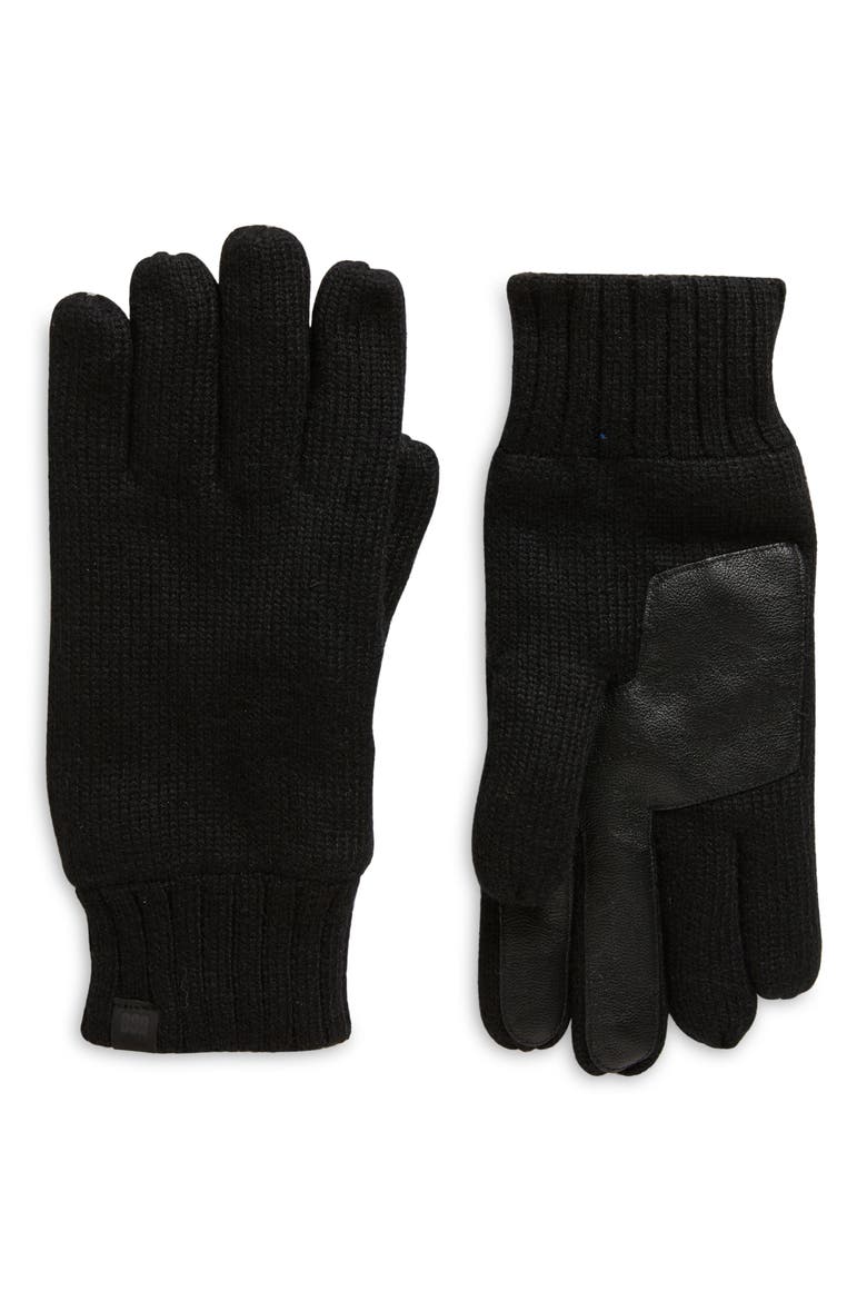 Fleece Lined Knit Gloves, Main, color, BLACK