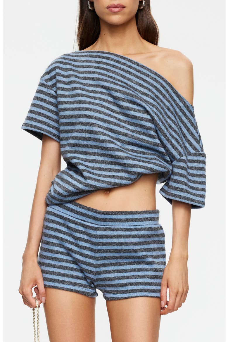 Wildlands One-Shoulder Knit Top, Main, color, GREY BLUE STRIPE