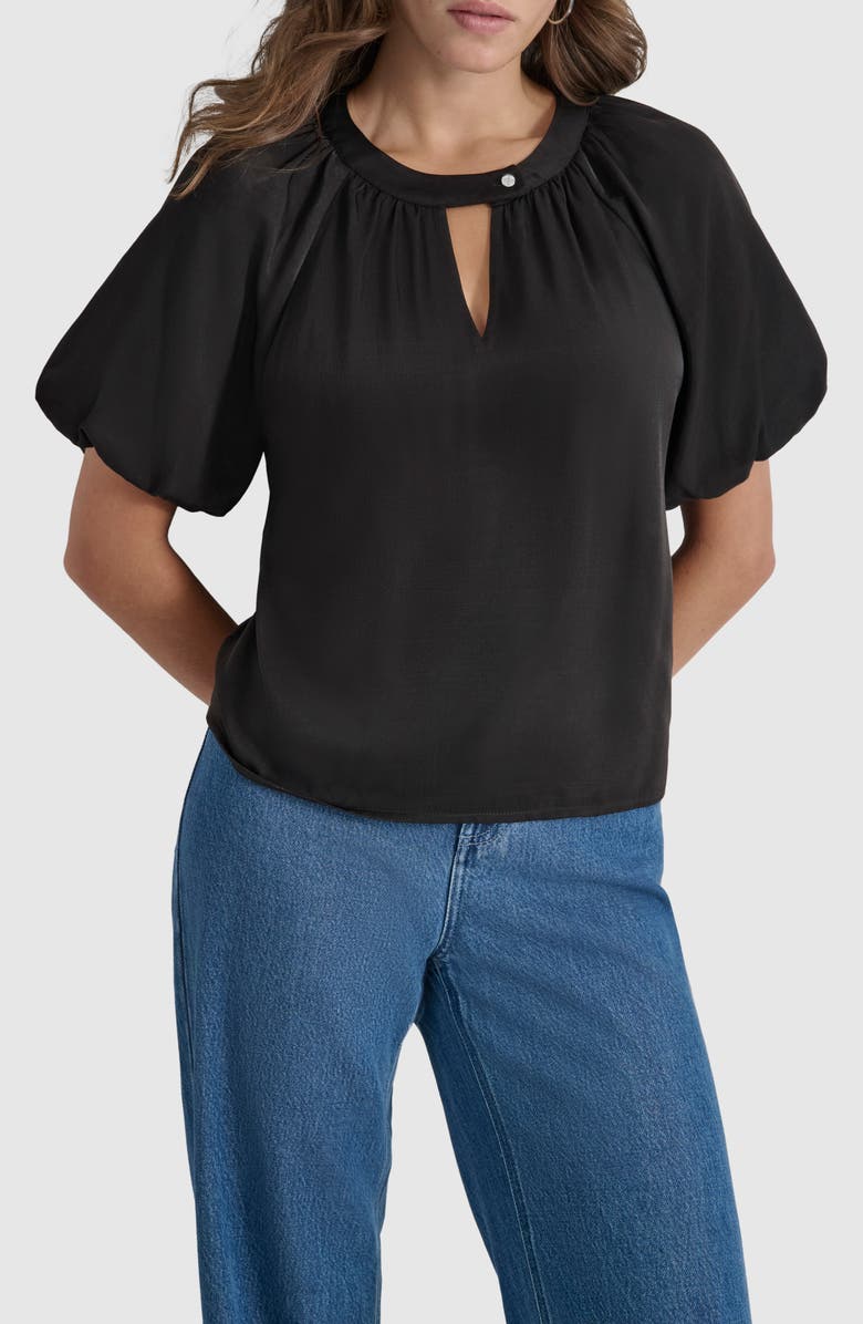 DKNY Bubble Sleeve Satin Top, Main, color,