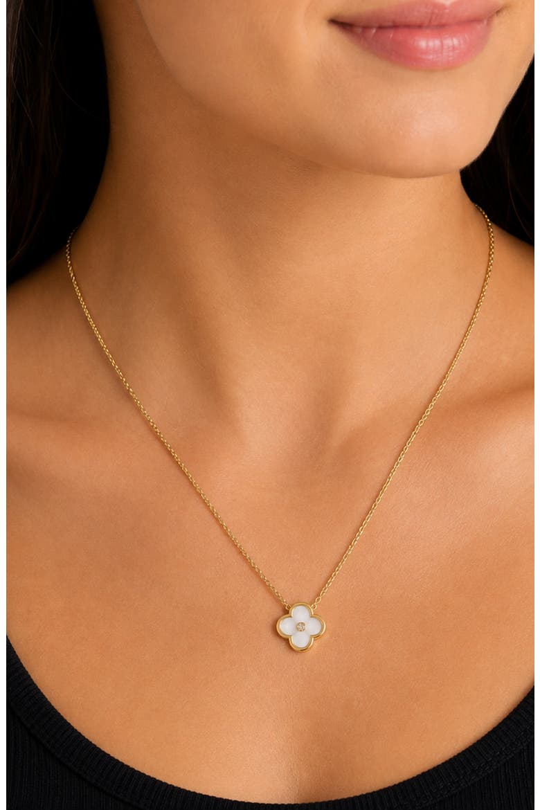 Faux Pearl Flower Station Necklace, Alternate, color, MOTHER OF PEARL