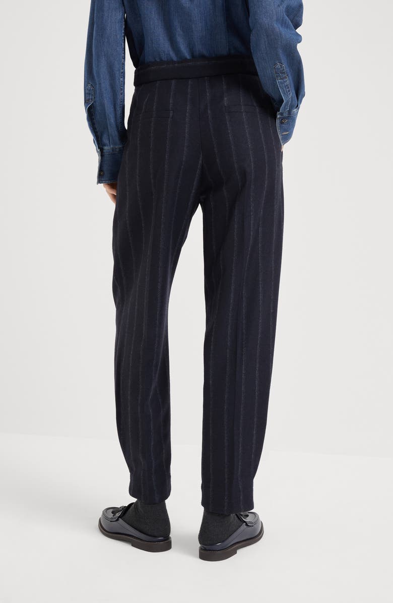 Brunello Cucinelli Techno virgin wool striped flannel sartorial baggy trousers, Alternate, color, 