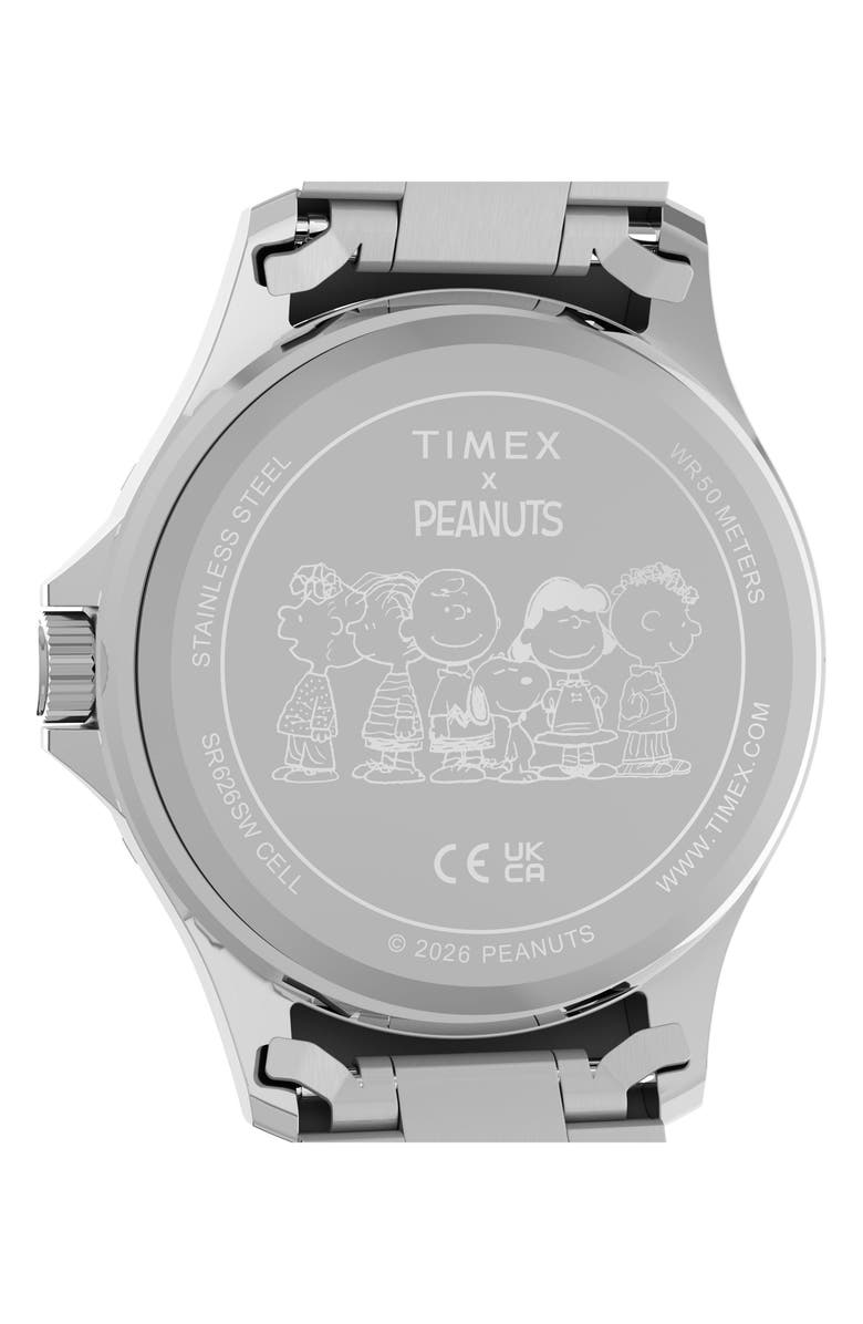 Timex<sup>®</sup> Peanuts<sup>®</sup> x Timex Snoopy Soccer 41mm Staineless Steel Watch, Alternate, color, Blue/ Stainless Steel